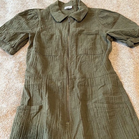 Anthropologie RARE The Odells Textured Green Jumpsuit - Picture 4 of 7